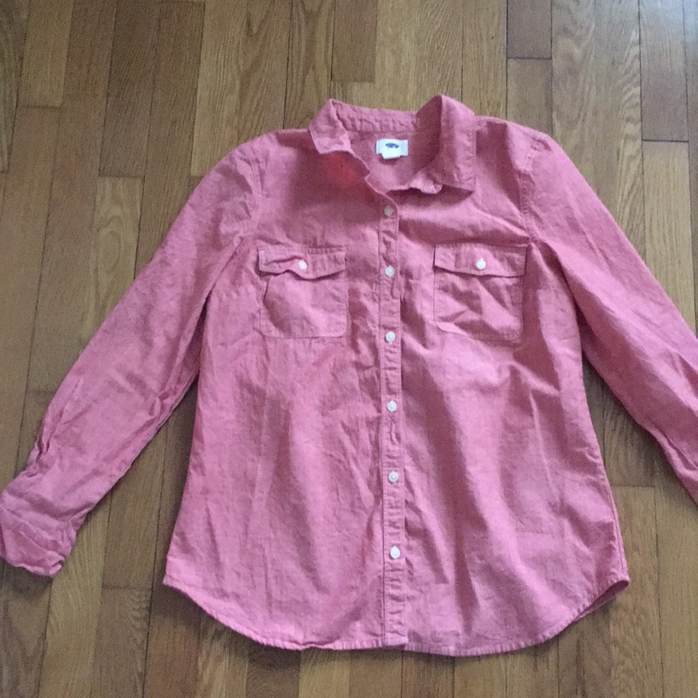 Pink/salmon button-down top